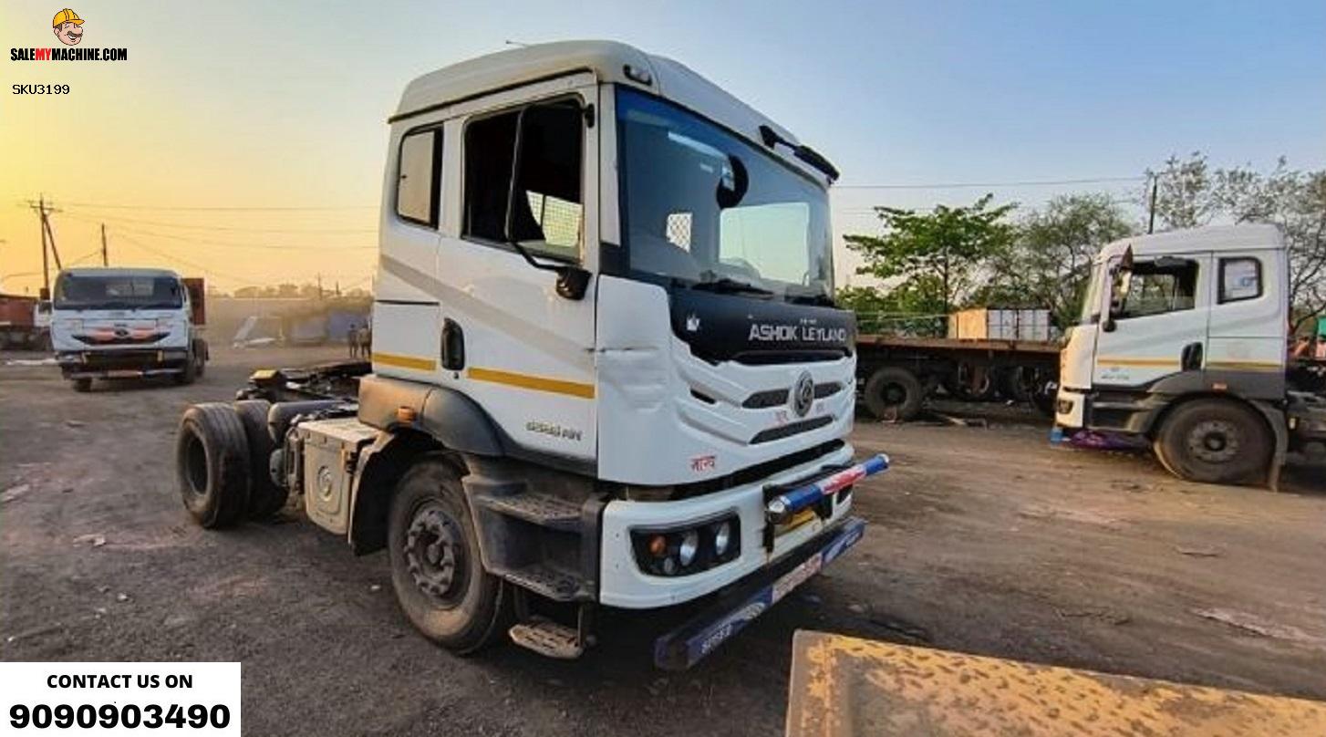 Used Ashok Leyland Cab with 40 ft Flat bed trailer for sale
